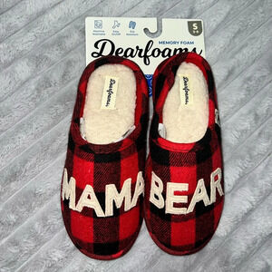 Dearfoams Red and Black Plaid Women's Slippers
